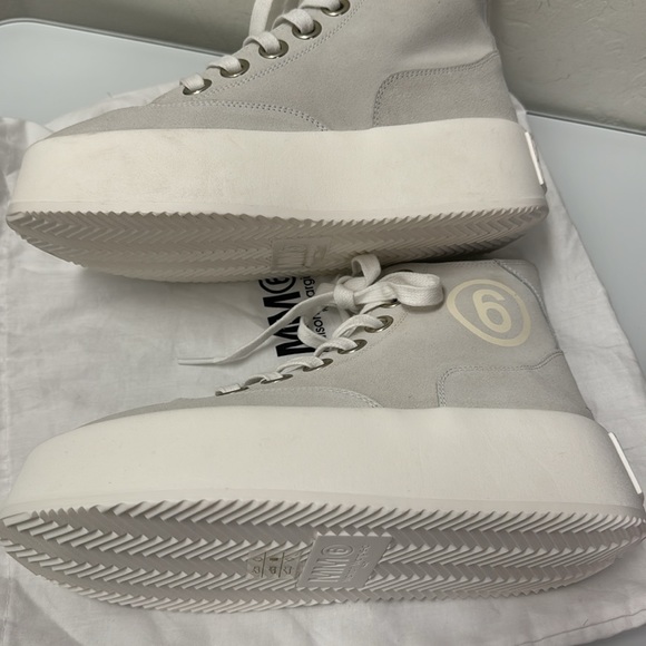 Mason Margiela MM6 Suede High Top platform Sneakers Light Gray Size 35 - Picture 3 of 10